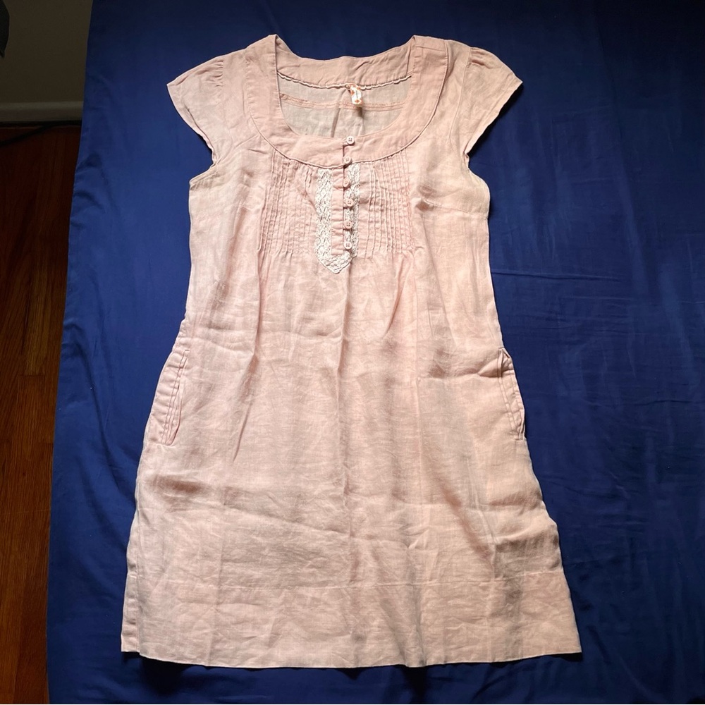 Maeve ANTHROPOLOGIE Light Pink LINEN Mini DRESS XS/S